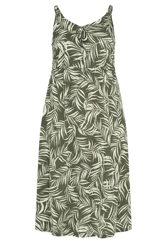 YOURS Plus Size Khaki Green Keyhole Midi Dress | Yours Clothing 6