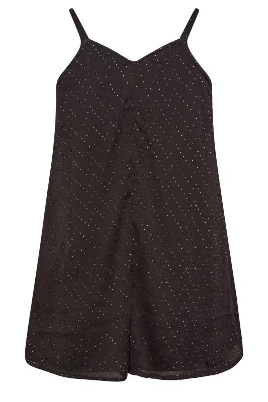 Plus Size Black Metallic Spot Swing Vest Top | Yours Clothing 7