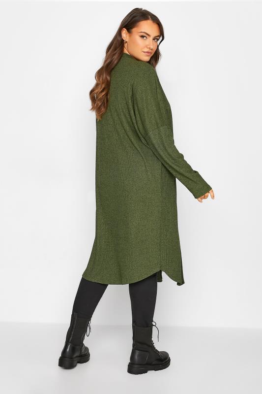 Plus Size Green Ribbed Maxi Cardigan | Yours Clothing 3