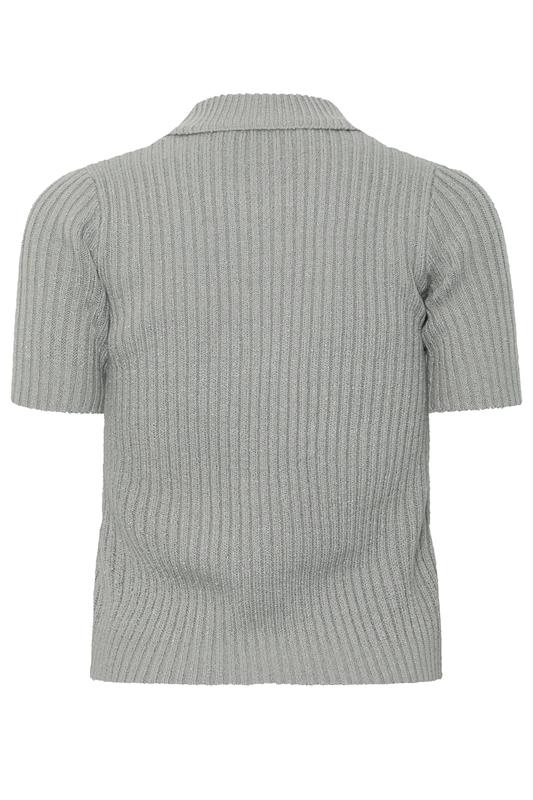 PixieGirl Petite Women's Grey Short Sleeve Knitted Zip Cardigan | PixieGirl 2