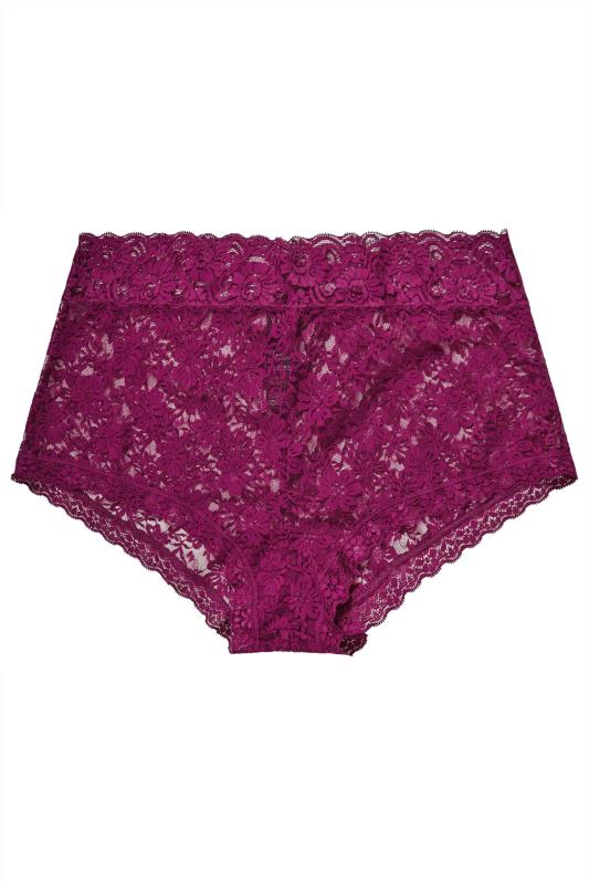 YOURS Curve Purple High Waisted Lace Briefs | Yours Clothing  3