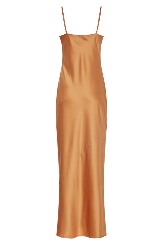LTS Tall Bronze Brown Satin Maxi Slip Dress 8