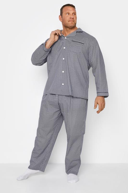 KAM Big & Tall Blue Dobby Print Pyjama Set 1