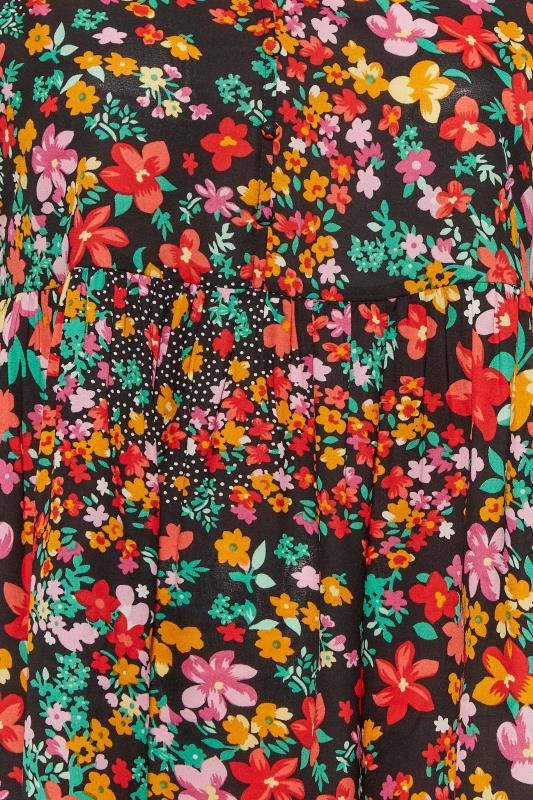 LIMITED COLLECTION Curve Black & Pink Floral Print Blouse | Yours Clothing  5