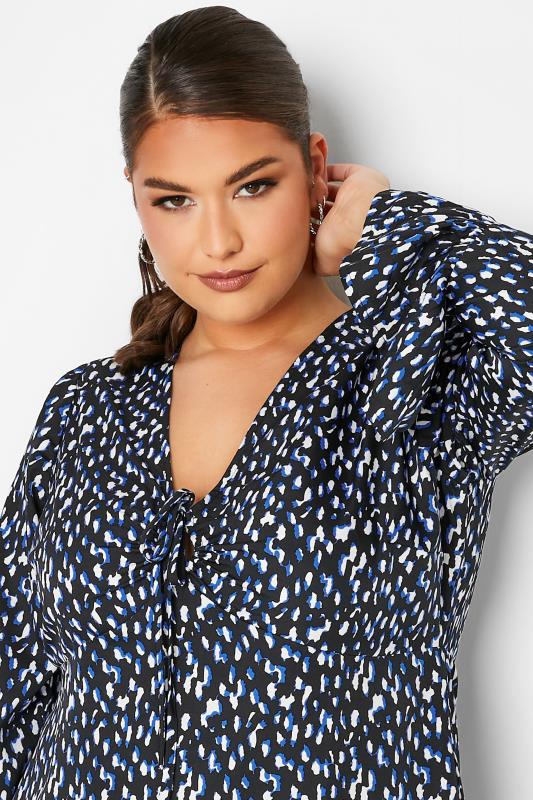 LIMITED COLLECTION Plus Size Curve Blue & White Dalmatian Print Blouse | Yours Clothing 4
