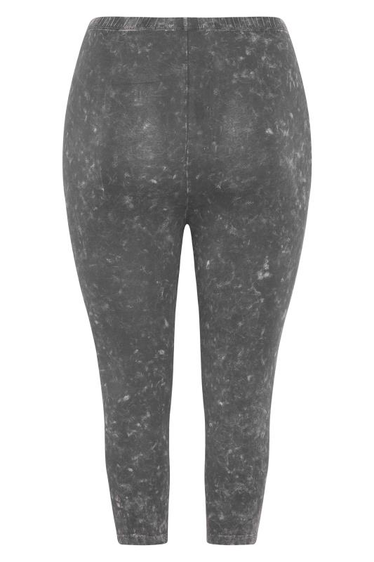 Plus Size Grey Acid Wash Stretch Cropped Leggings | Yours Clothing 4