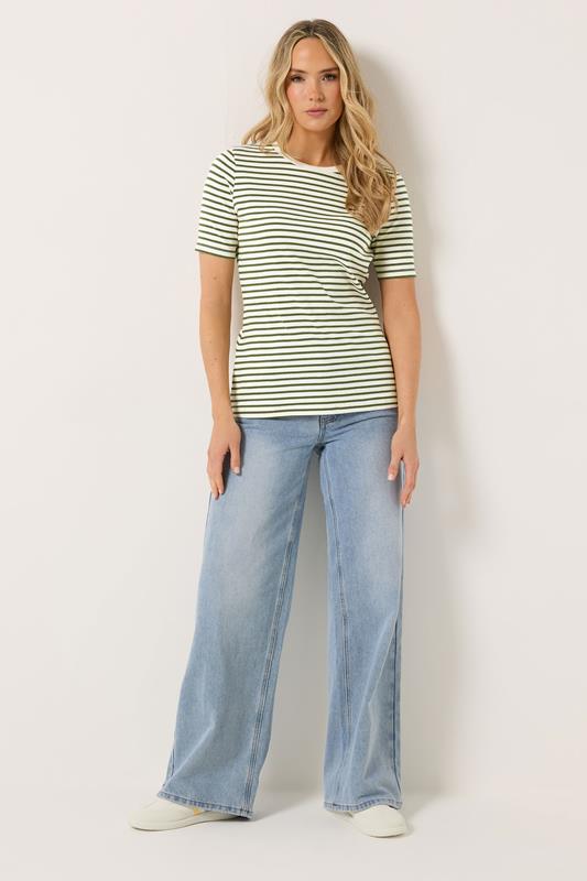 LTS Tall Women's Olive Green Stripe Ribbed T-Shirt | Long Tall Sally 2