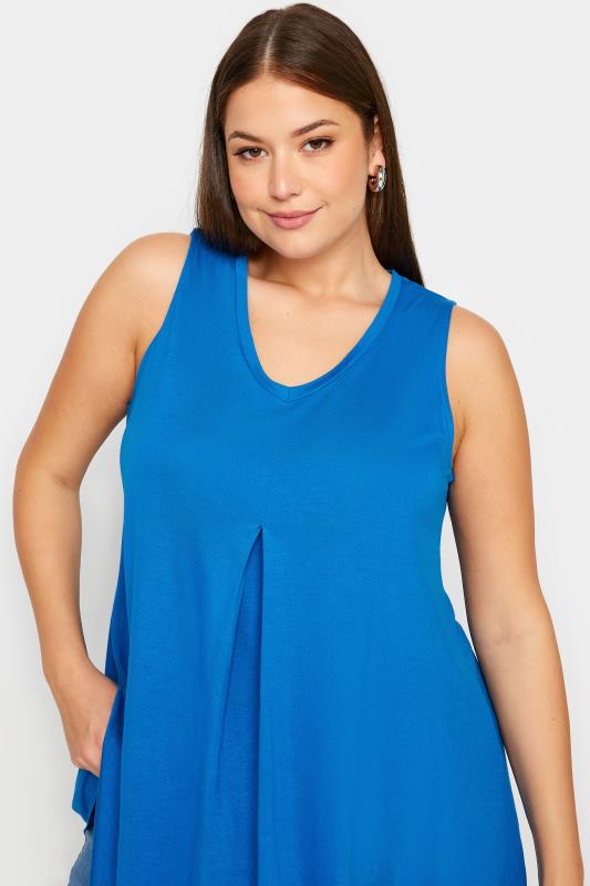 YOURS Plus Size Blue V-Neck Swing Vest Top | Yours Clothing 4