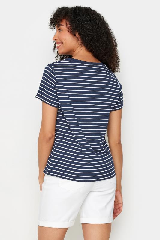 M&Co Navy Blue & White Striped Crew Neck T-Shirt | M&Co 3