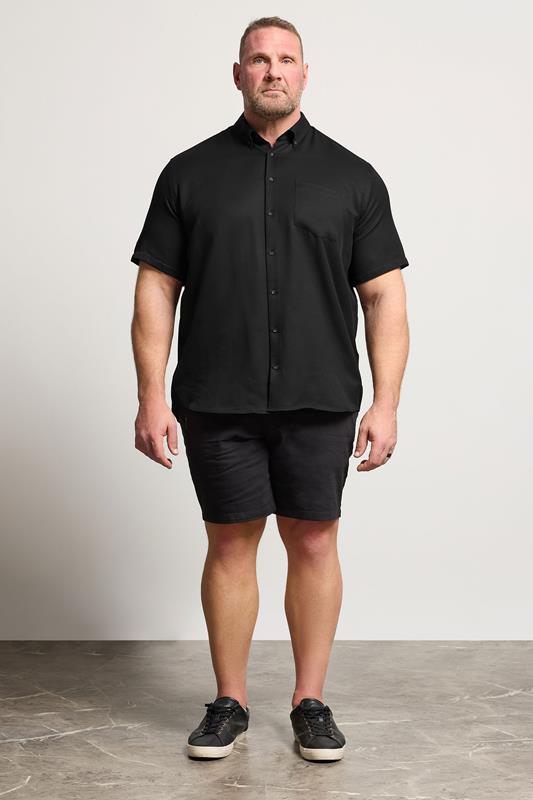 KAM Big & Tall Black Dobby Textured Shirt | BadRhino 1