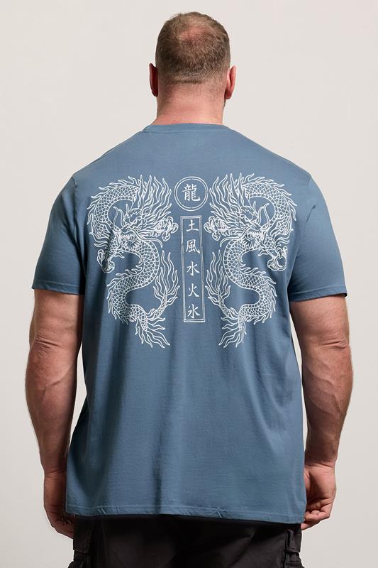 BadRhino Big & Tall Blue Extra Long Dragon Graphic T-Shirt | BadRhino 2