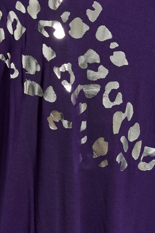 Plus Size LIMITED COLLECTION Purple Foil Leopard Print Oversized T-Shirt | Yours Clothing  5