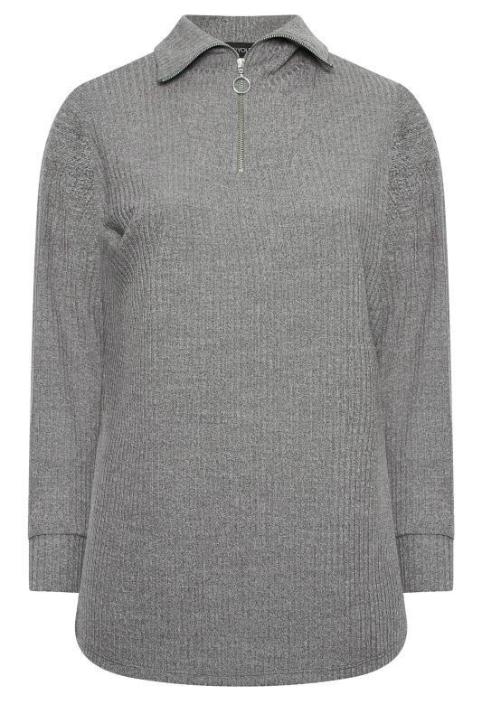 YOURS Plus Size Curve Charcoal Grey Ribbed Half Zip Jumper | Yours Clothing 6
