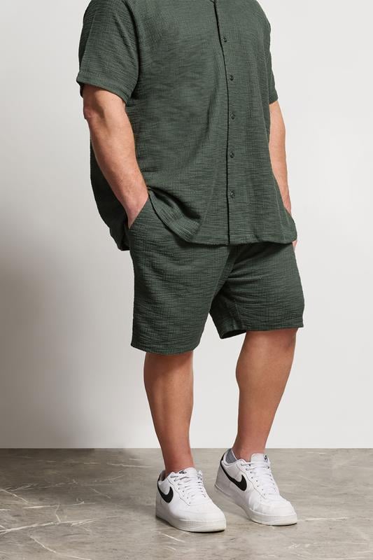 BadRhino Big & Tall Green Textured Shorts | BadRhino 1
