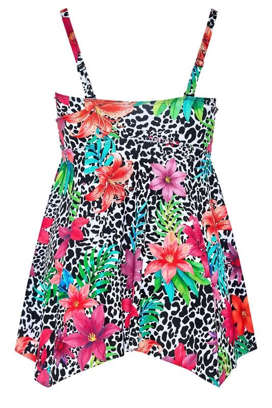 YOURS Plus Size Black Animal Floral Tankini Top | Yours Clothing 8