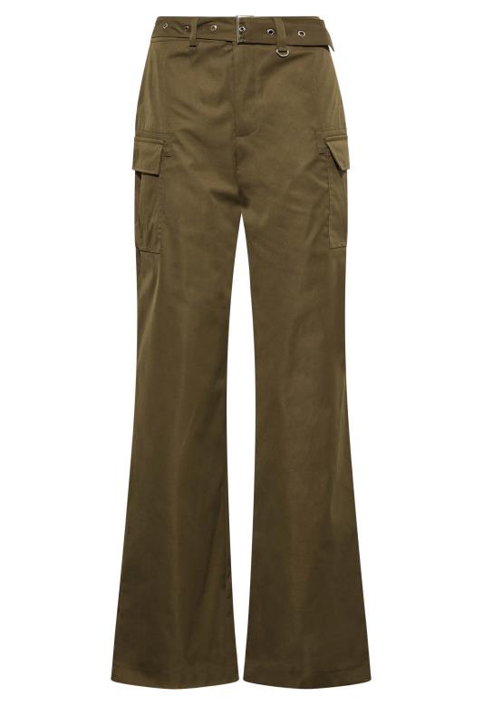 LTS Tall Khaki Green Belted Wide Leg Cargo Trousers | Long Tall Sally 5