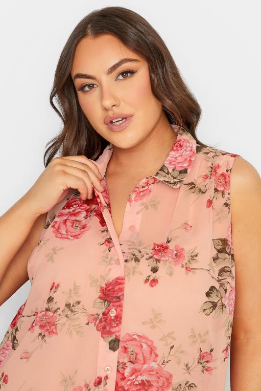 Plus Size Pink Floral Sleeveless Swing Blouse | Yours Clothing 4