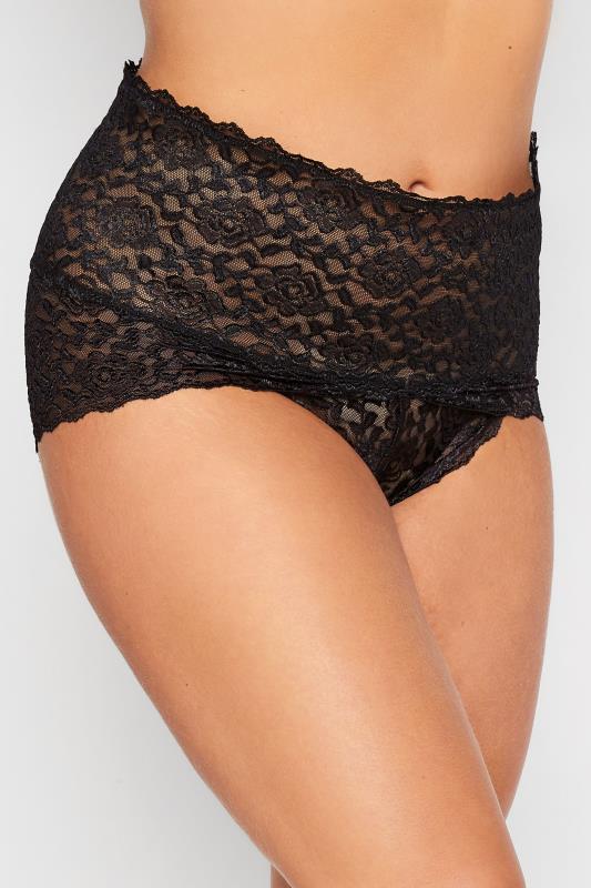 Curve Black Lace High Waisted Knickers | Yours Clothing 1