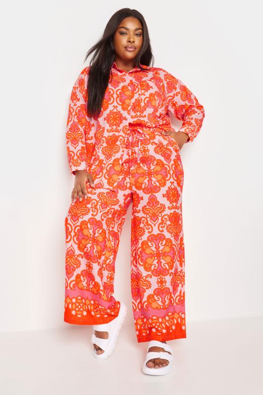 YOURS Plus Size Orange Abstract Print Shirt | Yours Clothing 2