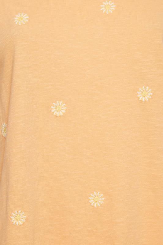 YOURS Curve Plus Size Orange Daisy Embroided T-Shirt | Yours Clothing  5