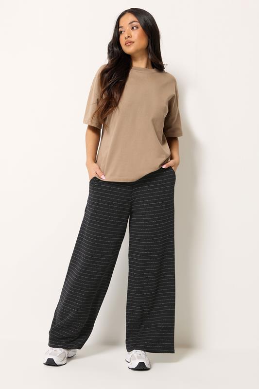 PixieGirl Petite Black & White Striped Wide Leg Trousers