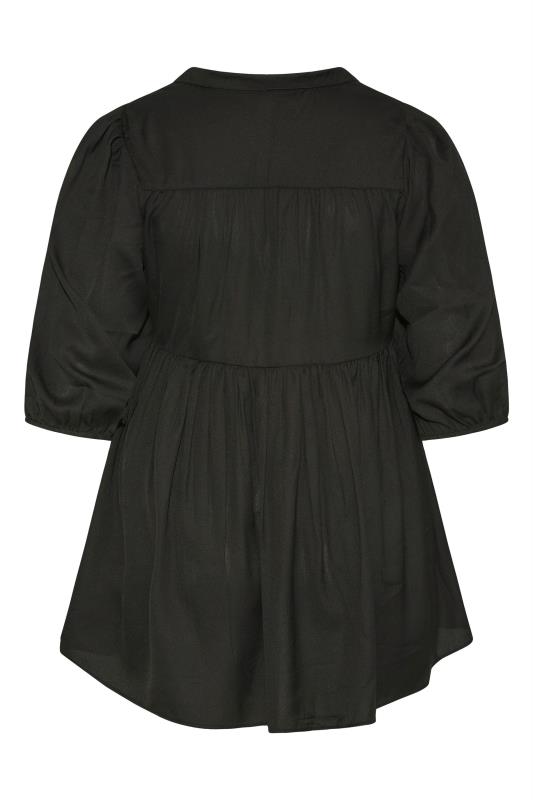 YOURS LONDON Plus Size Black Open Collar Smock Blouse | Yours Clothing 7