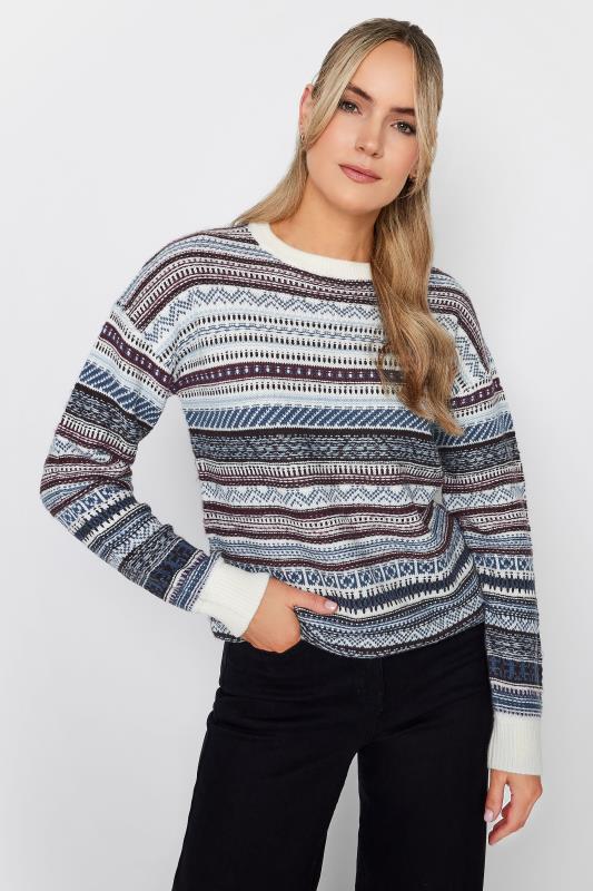 LTS Tall Blue Fairisle Print Knitted Jumper | Long Tall Sally 2