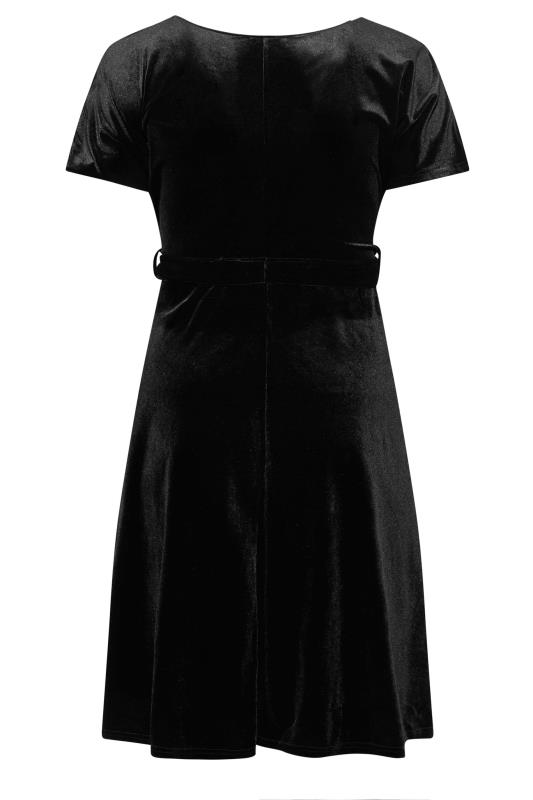 YOURS LONDON Curve Black Velvet Wrap Skater Dress | Yours Clothing 7