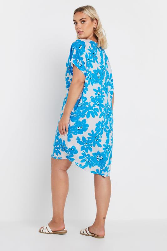 YOURS Plus Size Light Blue Floral Print Tunic Dress | Yours Clothing 3