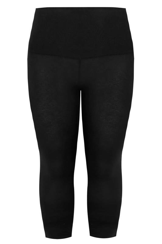 Plus Size Black TUMMY CONTROL Soft Touch Cropped Leggings | Yours Clothing 4