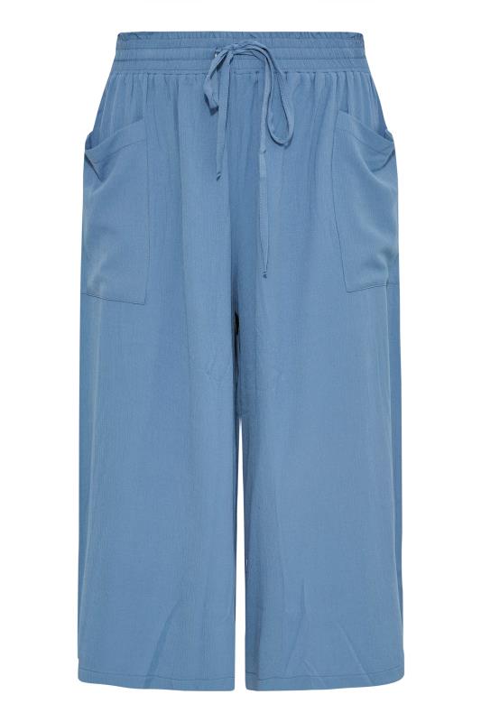 Plus Size Blue Crinkle Culottes | Yours Clothing 6