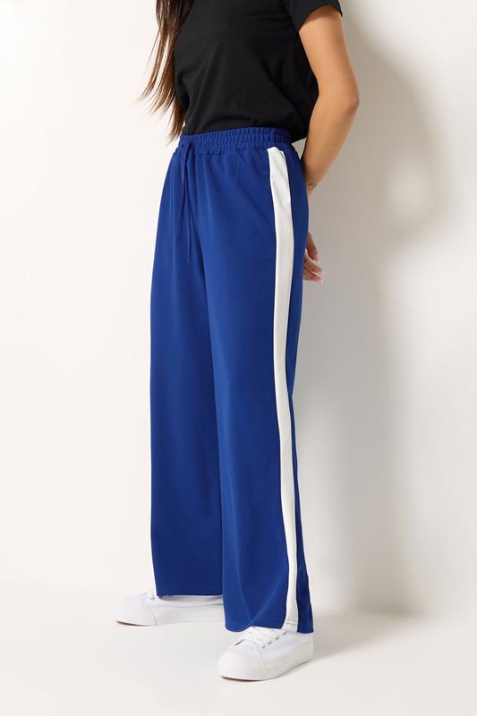 M&Co Petite Blue & White Side Stripe Trousers | M&Co 1