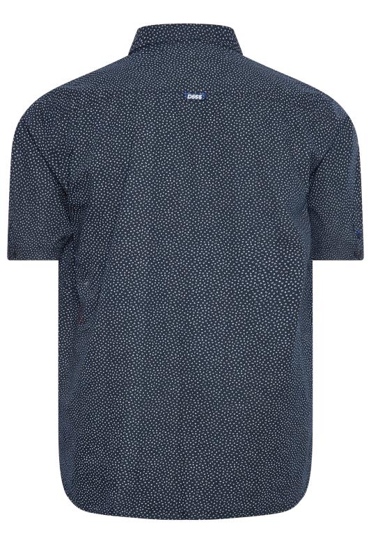 D555 Big & Tall Navy Blue Micro Print Short Sleeve Shirt | BadRhino 4