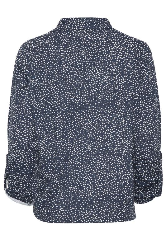M&Co Navy Blue Spot Print Cotton Shirt | M&Co 8