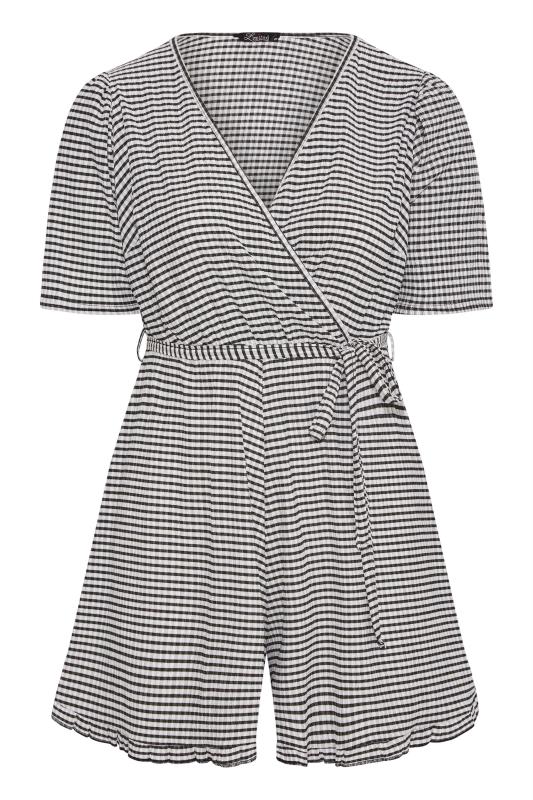 LIMITED COLLECTION Plus Size Black Stripe Crinkle Wrap Playsuit | Yours Clothing  6