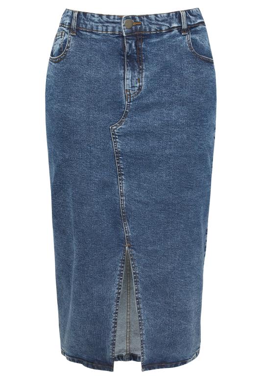 YOURS Plus Size Blue Midi Stretch Denim Skirt | Yours Clothing 9