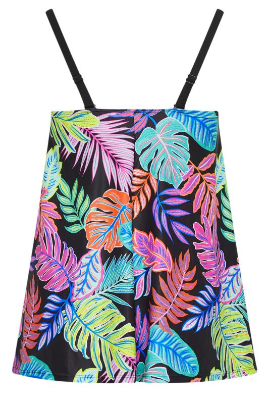 YOURS Plus Size Black Leaf Print A-Line Tankini Top | Yours Clothing 7
