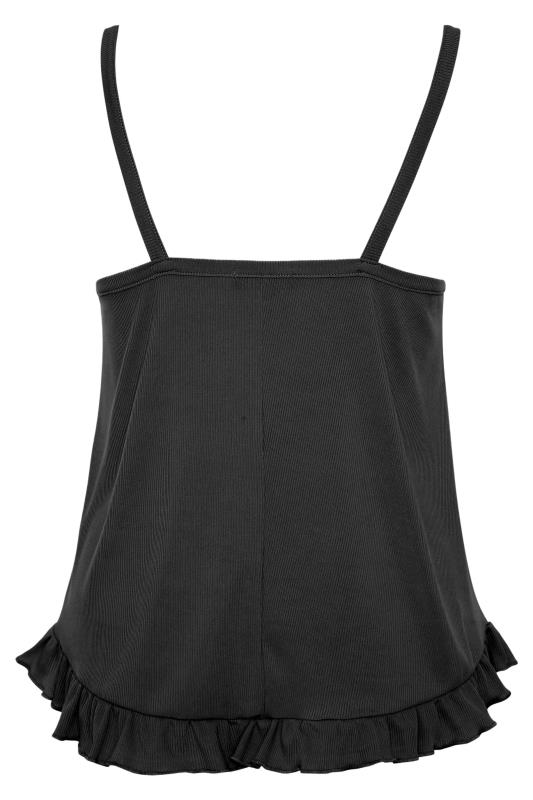 LIMITED COLLECTION Black Frill Ribbed Pyjama Top | Yours Clothing 5