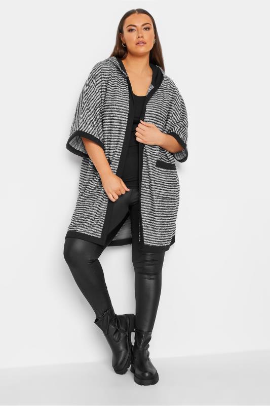 YOURS LUXURY Curve Black Stripe Hooded Cardigan | Yours Clothing 2