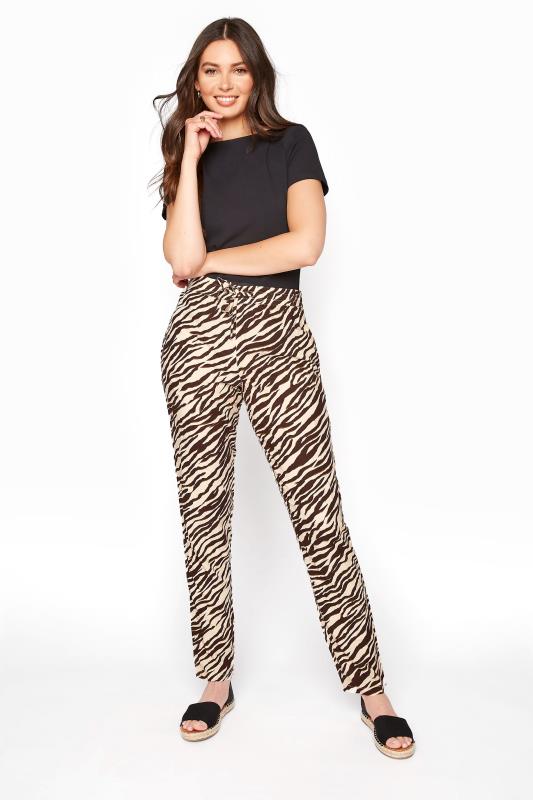 Tall Trousers Brown Animal Print Lightweight Trousers