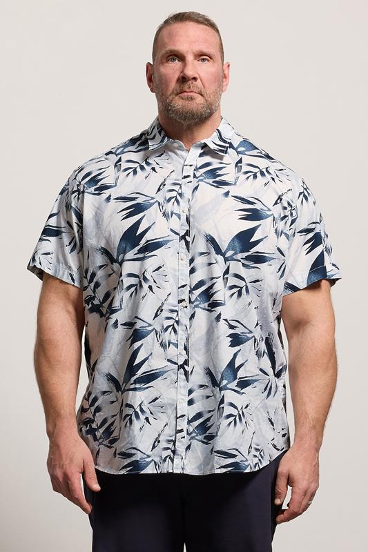  JACK & JONES camisa de manga corta con estampado tropical blanco