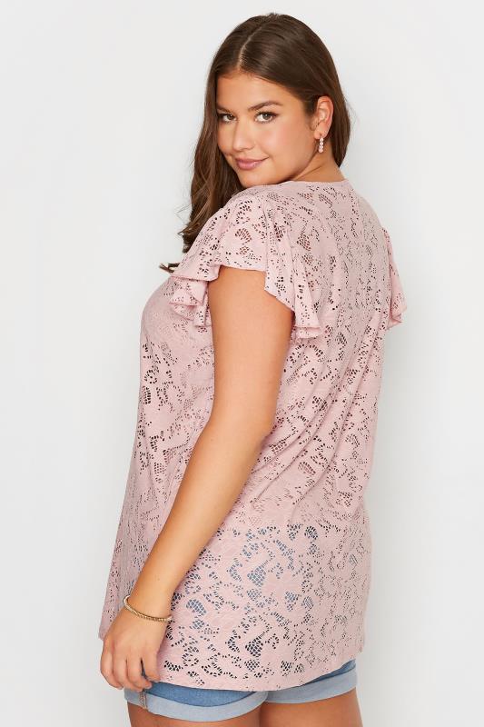 Plus Size Pink Floral Lace Top | Yours Clothing 4