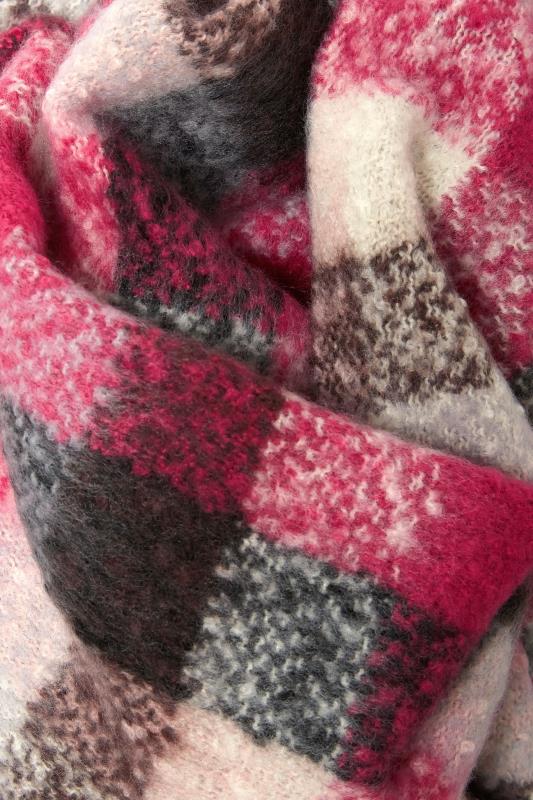 Plus Size Pink Check Print Super Soft Scarf | Yours Clothing 3