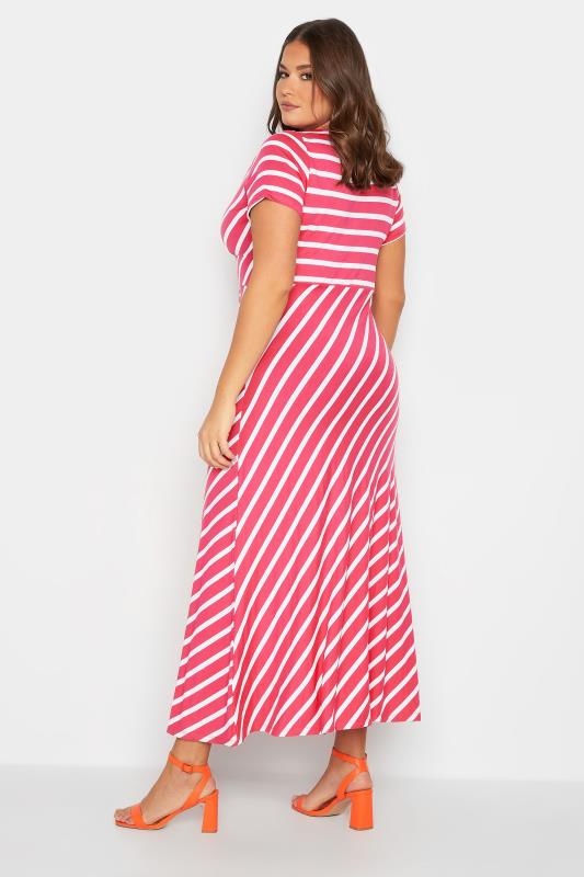 Plus Size Pink Stripe Swing Maxi Dress | Yours Clothing 3