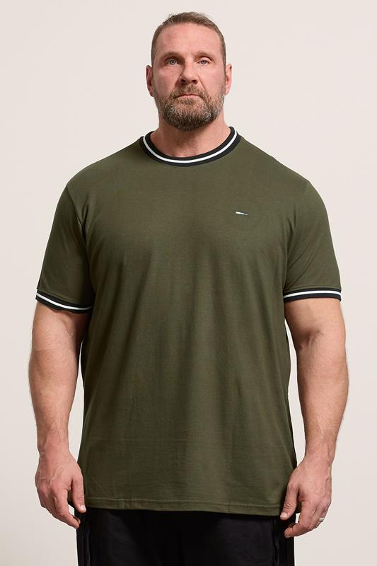BadRhino Big & Tall Olive Green Pique Ringer T-Shirt | BadRhino 1