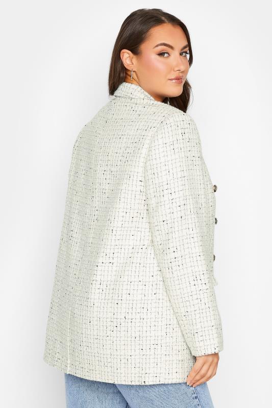 YOURS Plus Size White Check Boucle Blazer | Yours Clothing 3