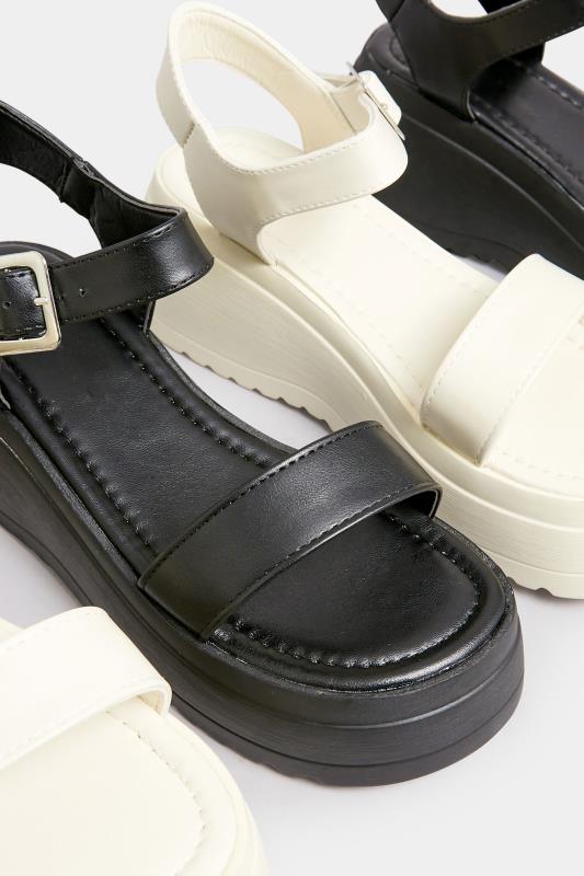 PixieGirl Black Chunky Wedge Sandals In Standard Fit | PixieGirl 7