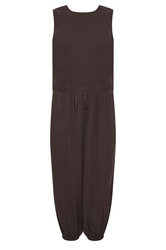 PixieGirl Petite Women's Set Chocolate Brown Cotton Cheesecloth Top & Balloon Trousers | PixieGirl 5