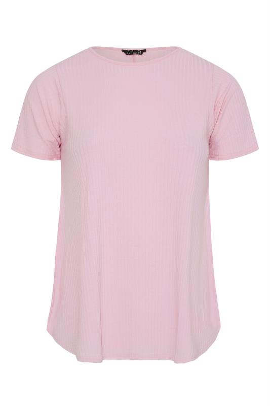 LIMITED COLLECTION Curve Light Pink Ribbed Swing Top_F.jpg