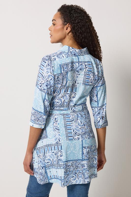 M&Co Blue Tile Printed Belted Tunic Shirt | M&Co 2